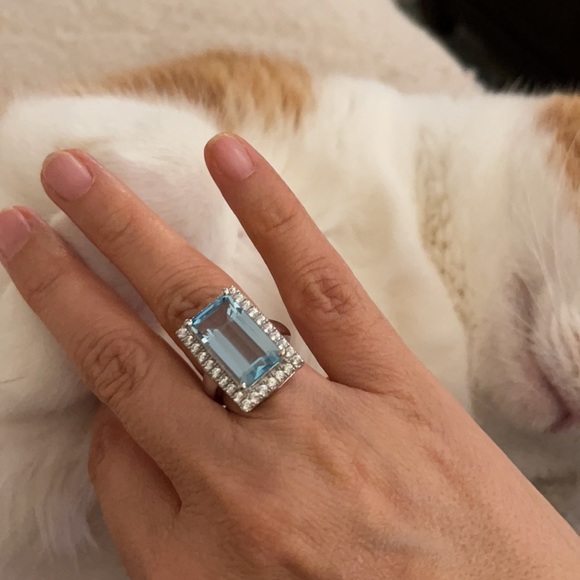 Huge blue quartz sterling silver ring - Picture 2 of 13